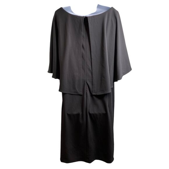 Calvin Klein Black Elegant Cape Overlay Dress Size 22W Minimalist Old Money - Picture 2 of 12